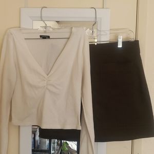 Bundle offer! $30 Express mini skirt and Wild Fable waffle knit Henley crop top